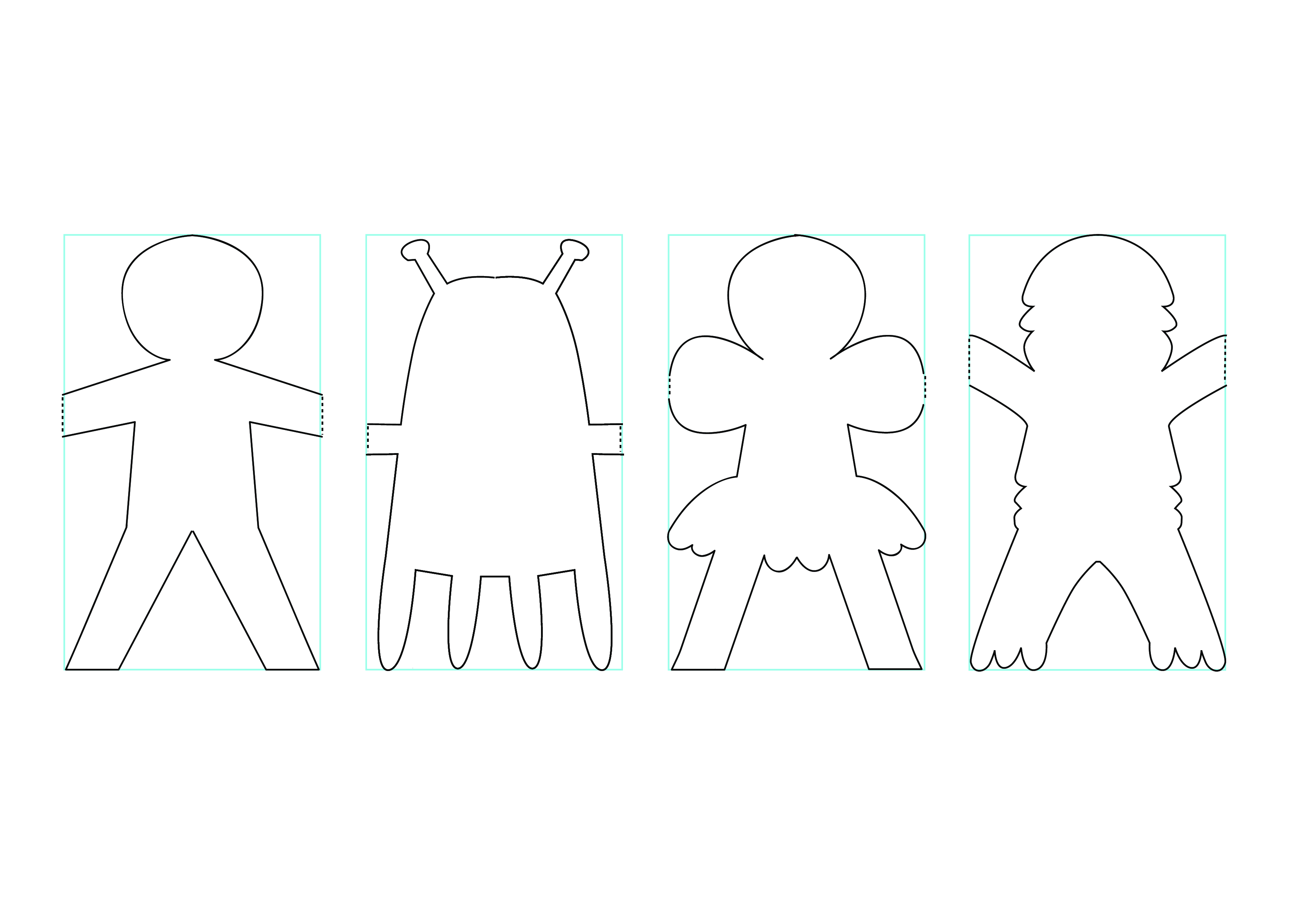 Paper Doll Chain Template PDF Template