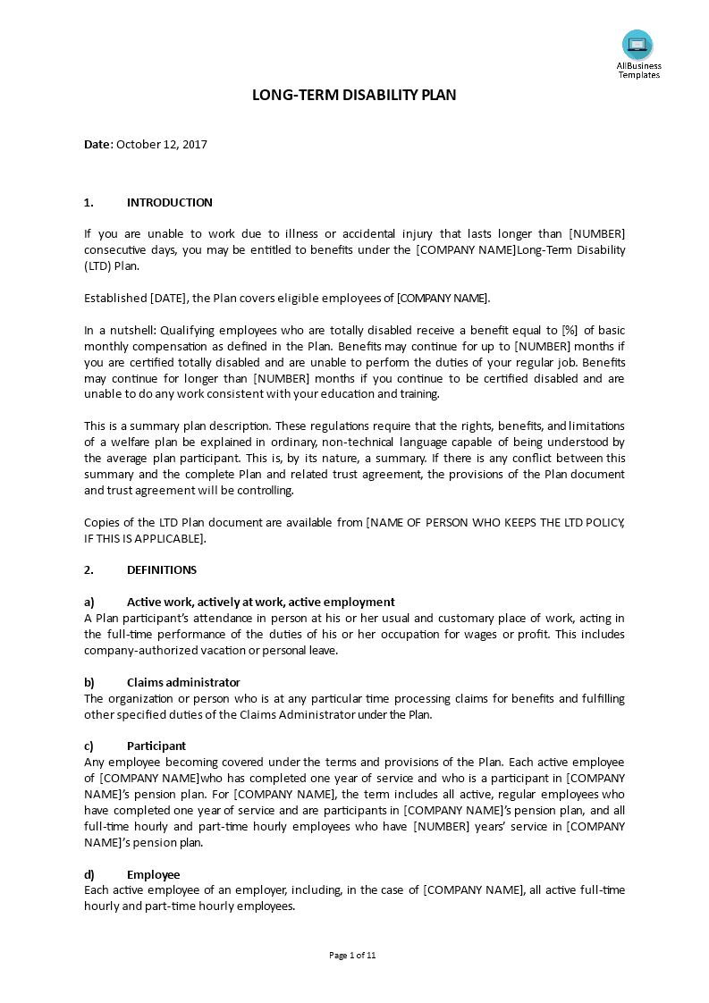 hr policy - disability plan_long-term template