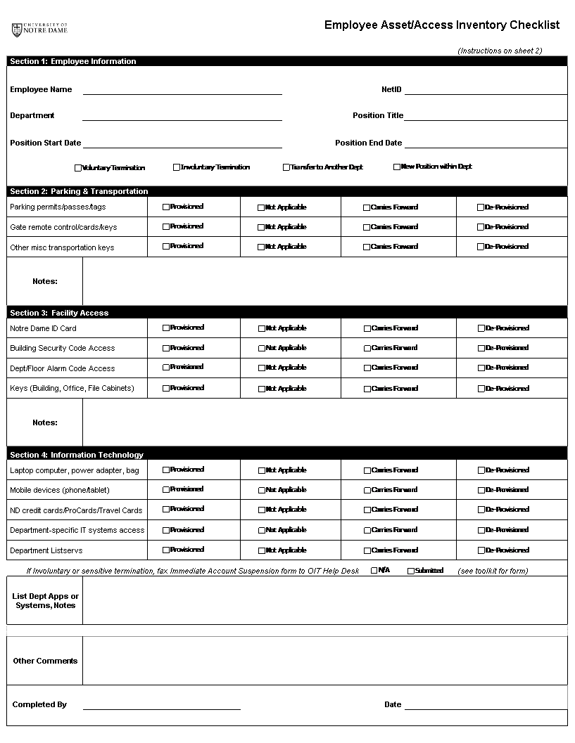 employee asset access inventory modèles