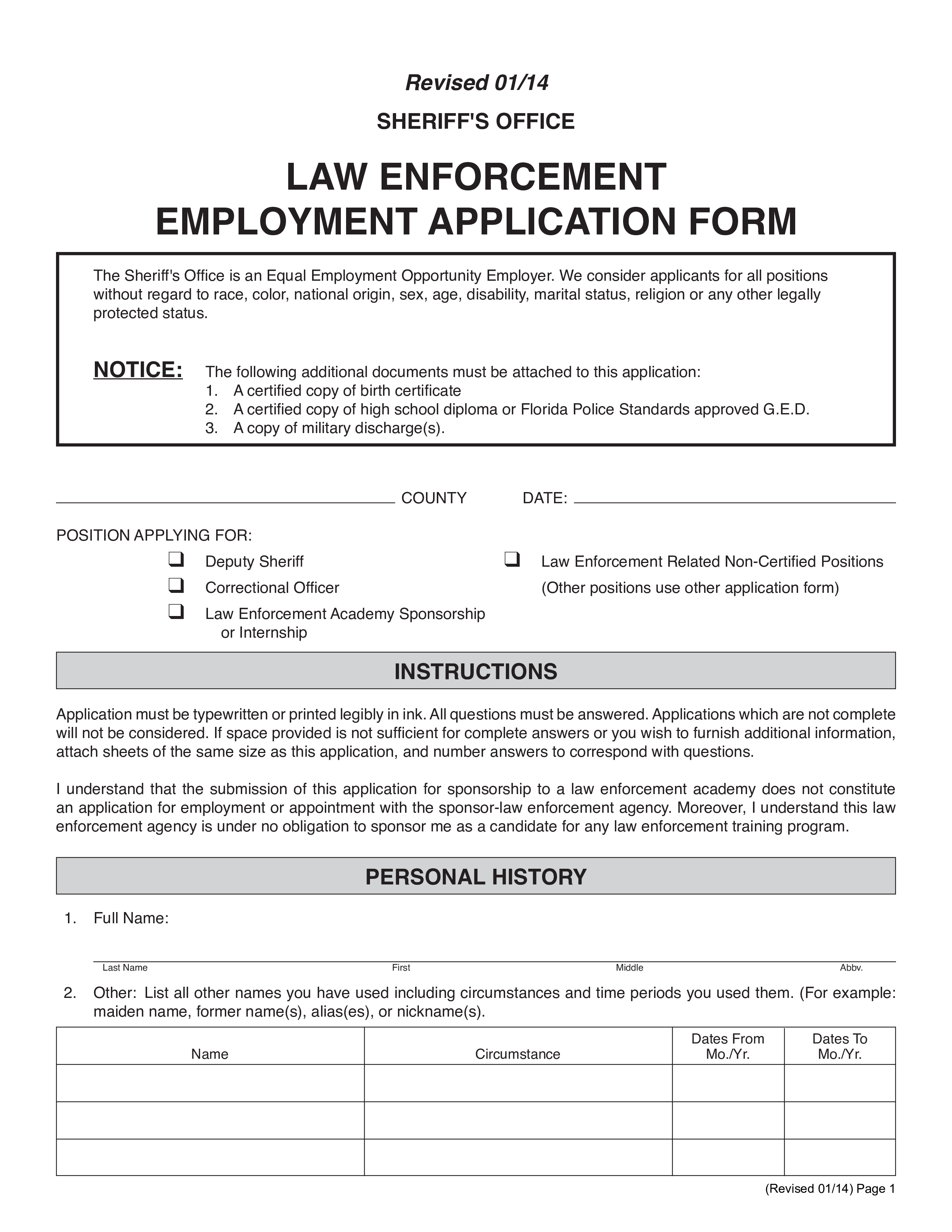 legal application for employment form voorbeeld afbeelding 