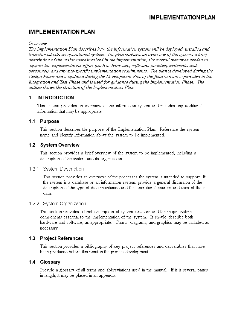 software implementation project plan voorbeeld afbeelding 