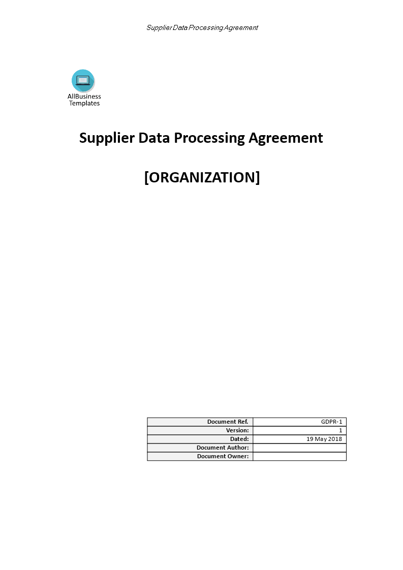 gdpr supplier data processing agreement modèles