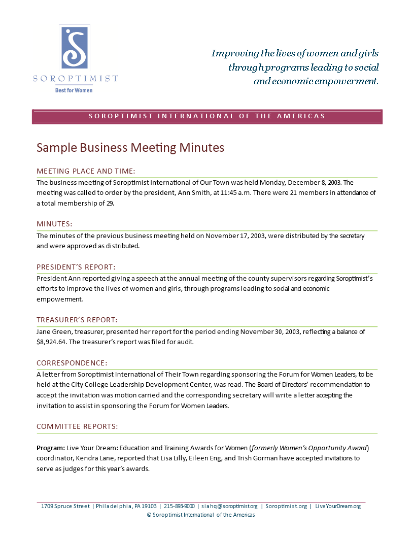 business meeting minutes voorbeeld afbeelding 