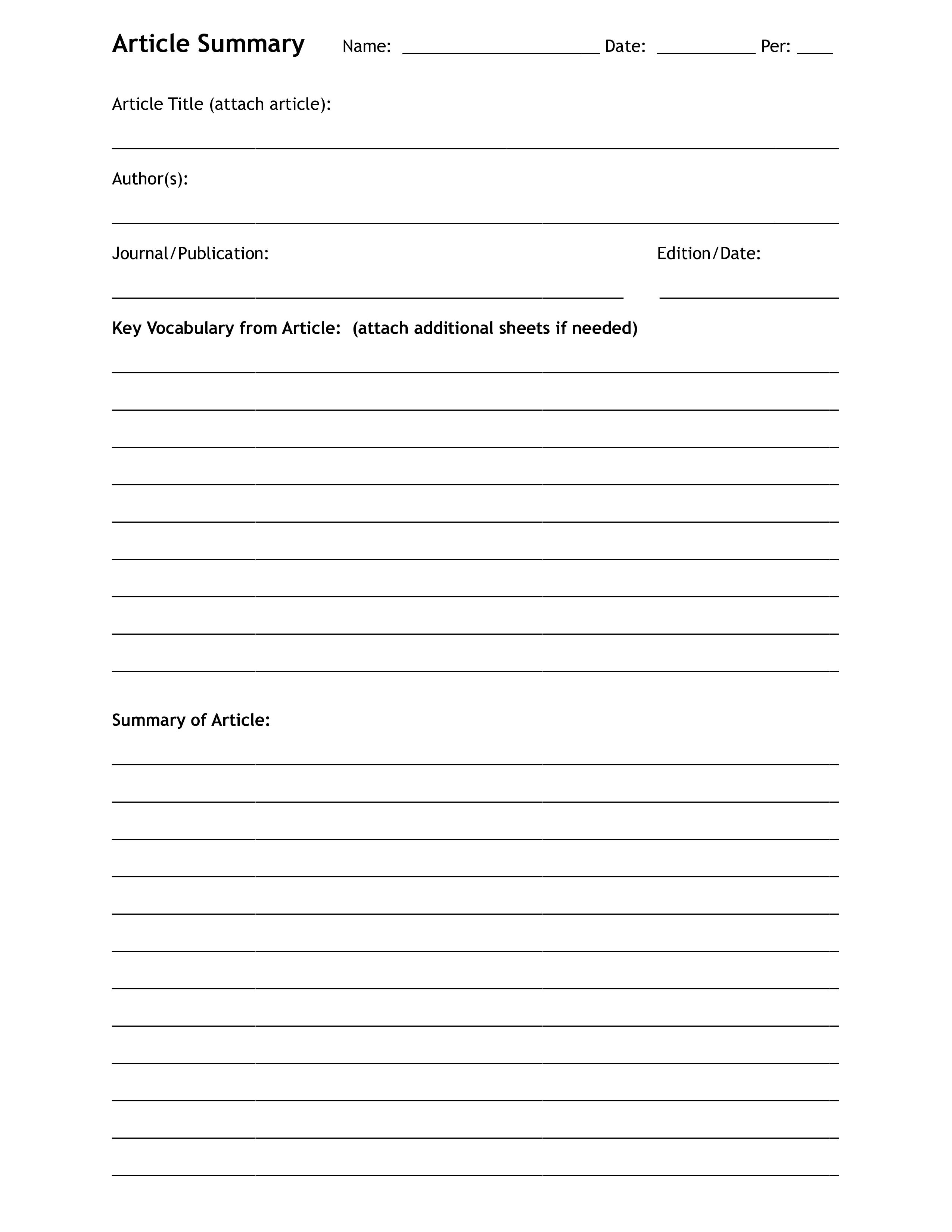 summary of research paper template