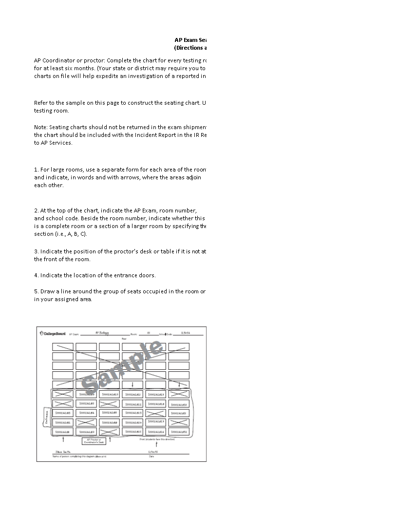 seating chart sample template