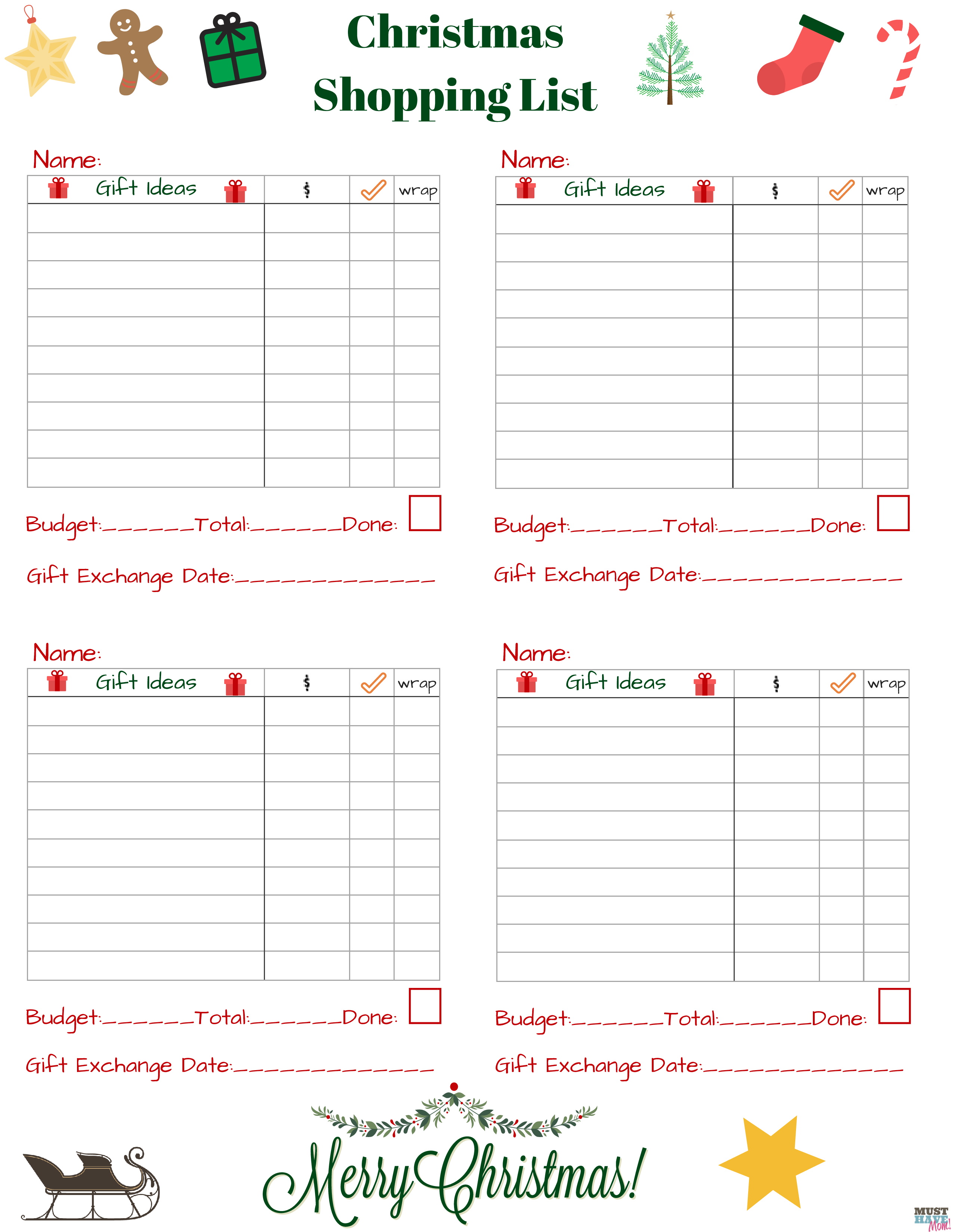 Printable Christmas Shopping List main image