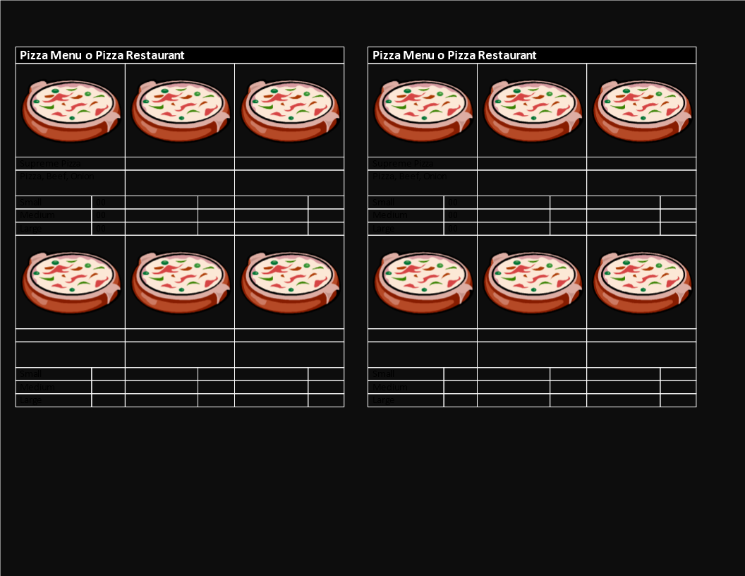 Pizza Lunch Menu in MS Word main image
