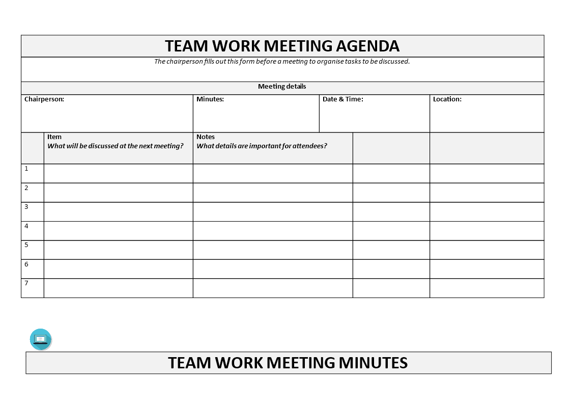 Work Meeting Agenda Template main image