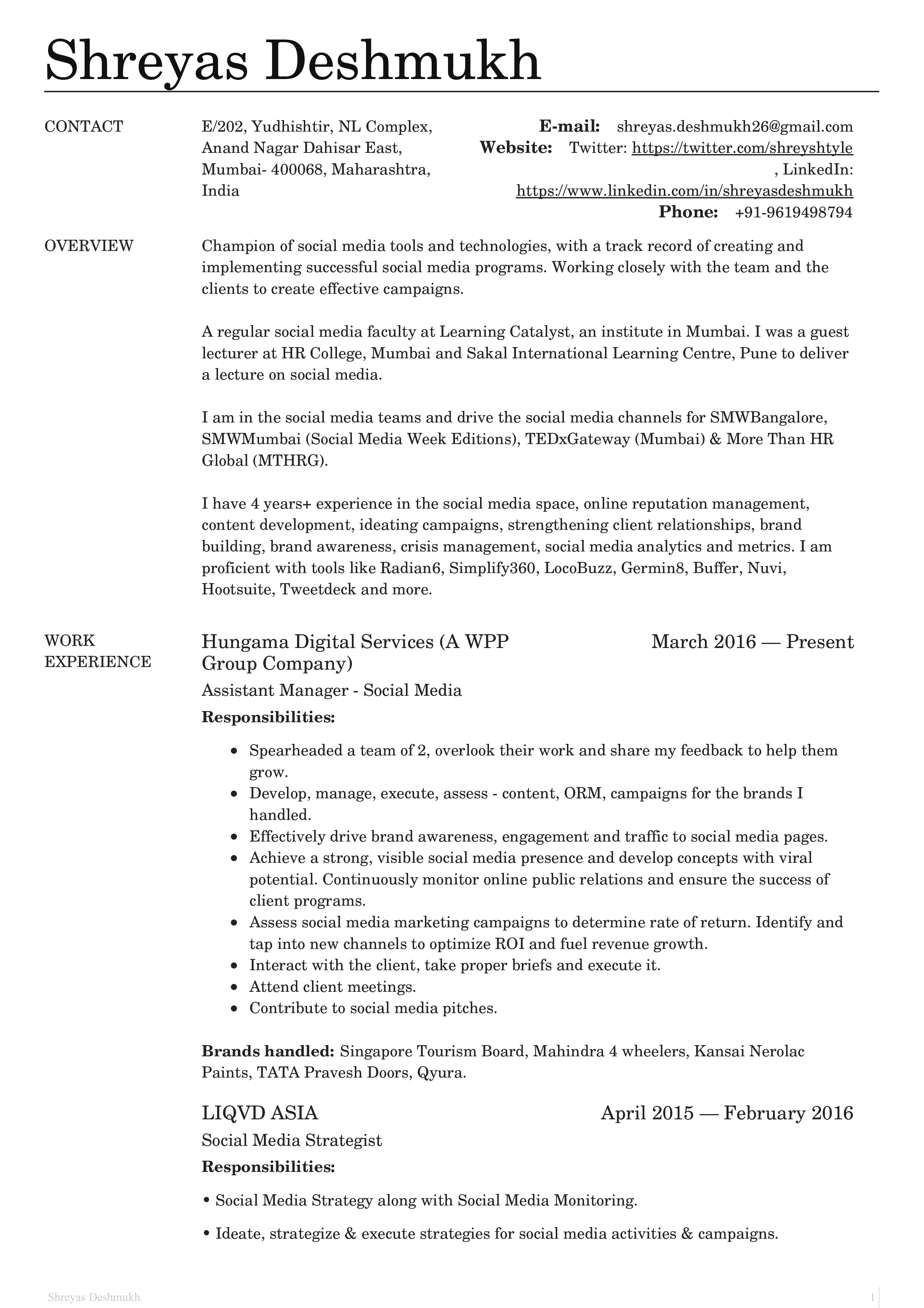 digital marketing strategist resume sample modèles