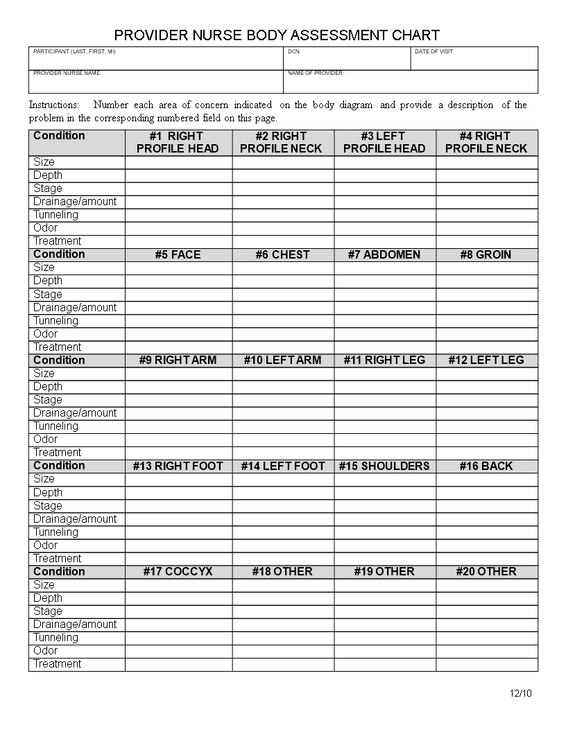 assessment chart modèles