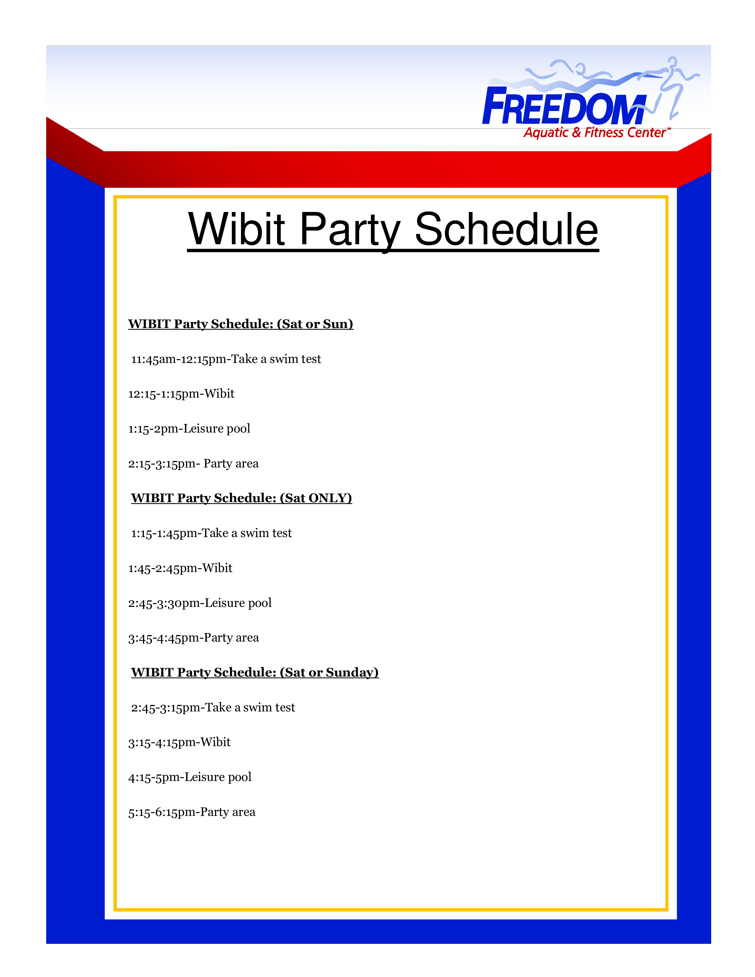 party schedule template