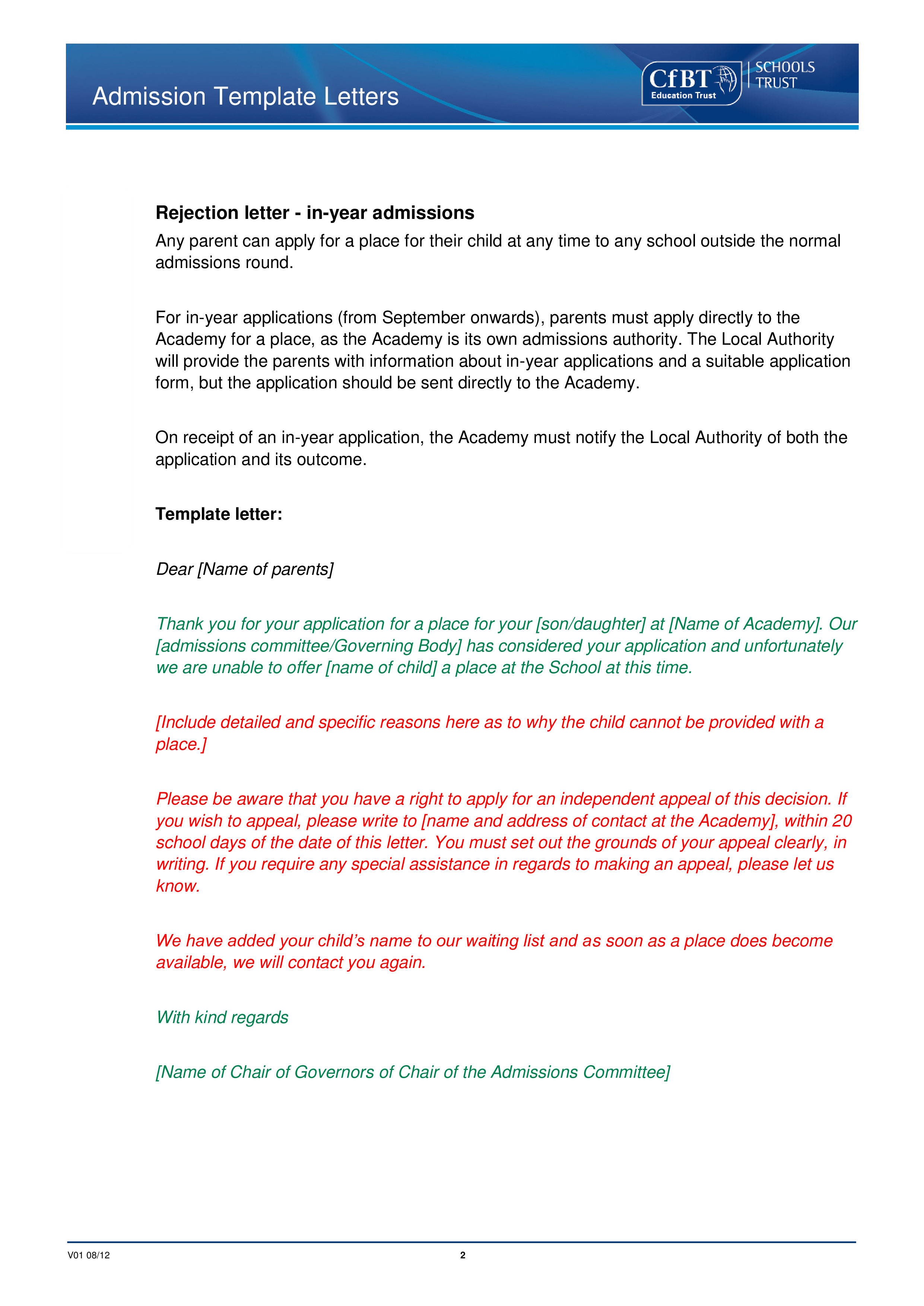 School Rejection Letter main image