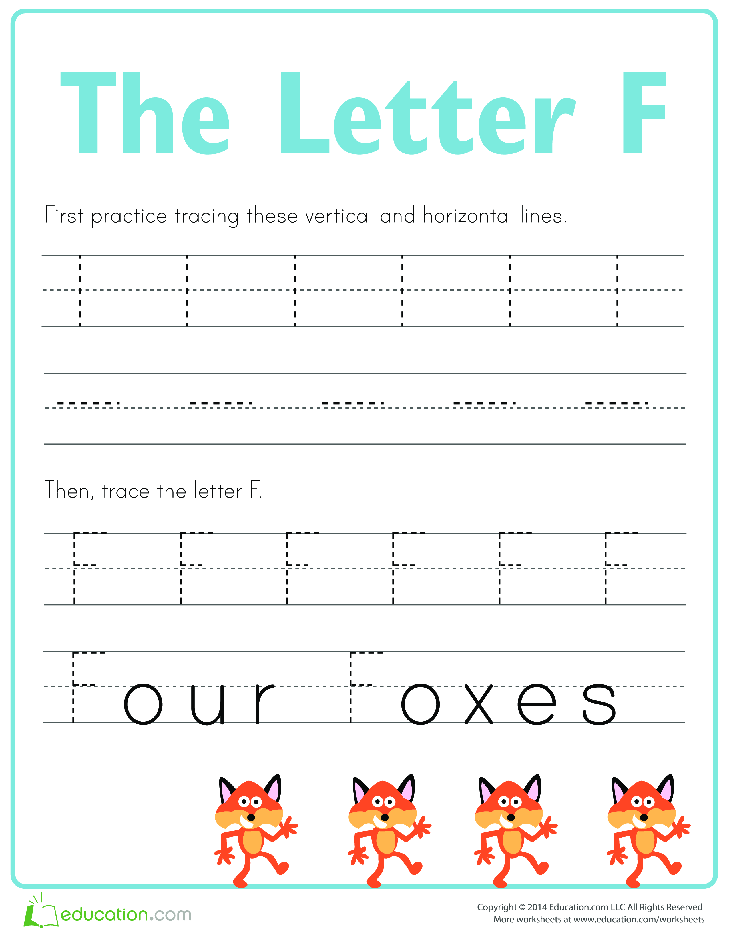 practice to write letter f template