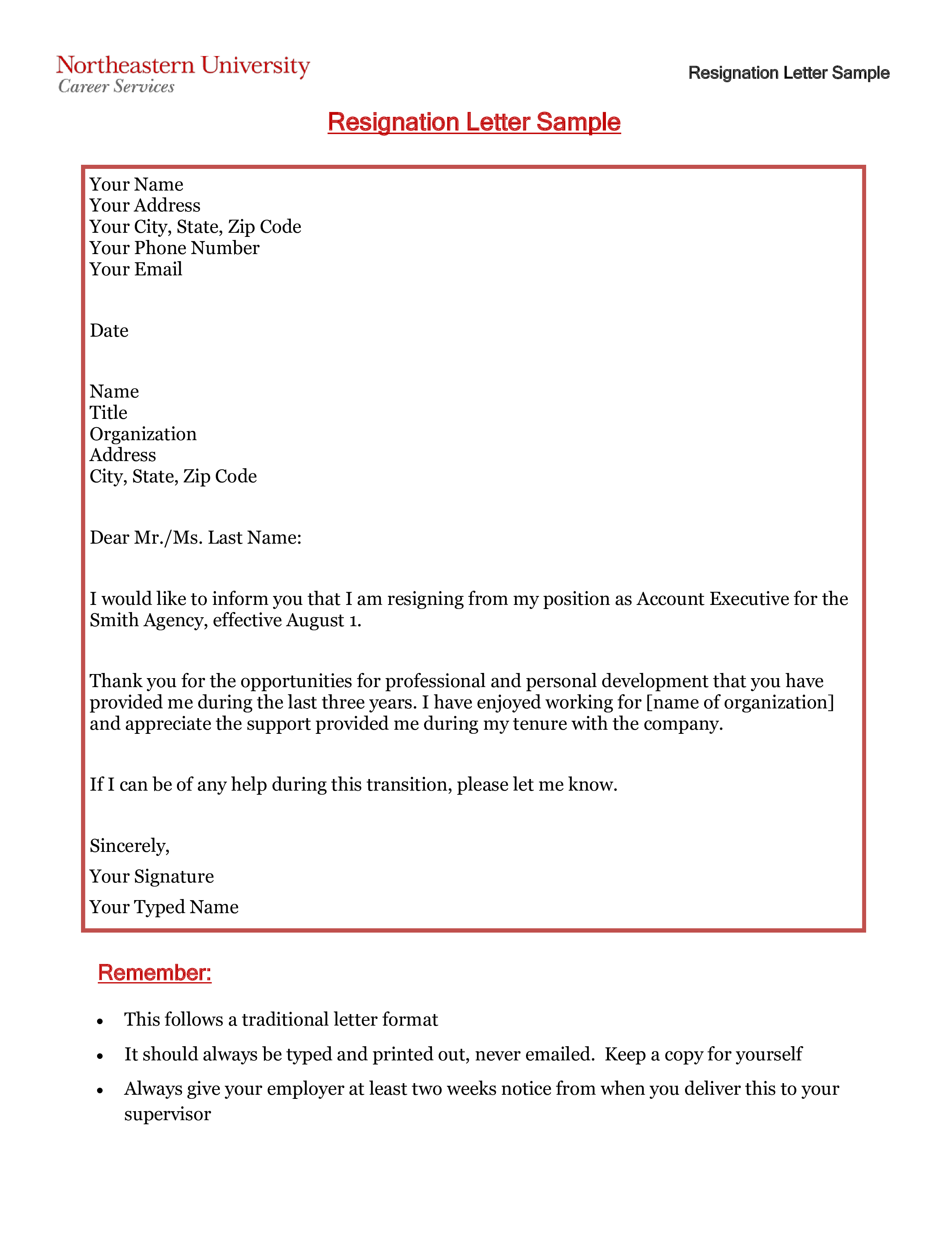 account executive resignation letter voorbeeld afbeelding 