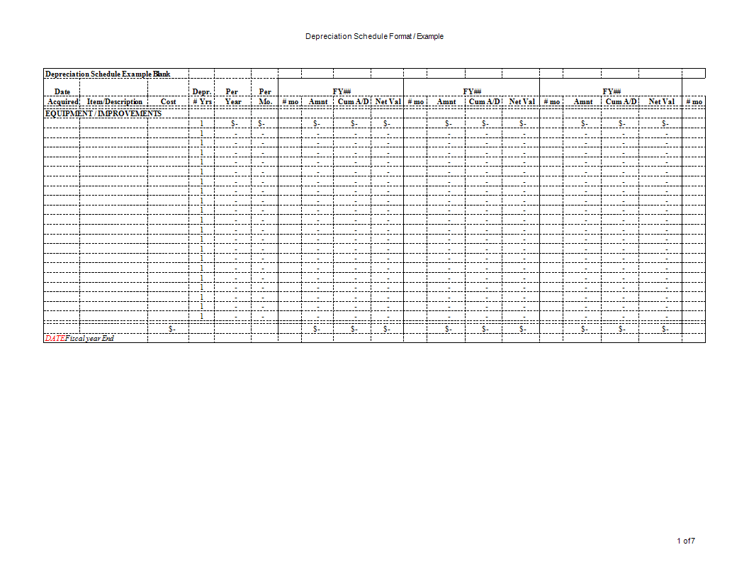 depreciation schedule excel format modèles