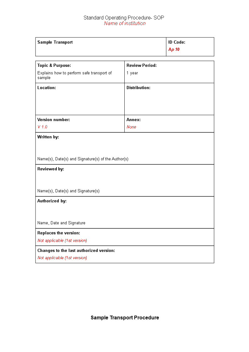 Safe Material Transport SOP 模板