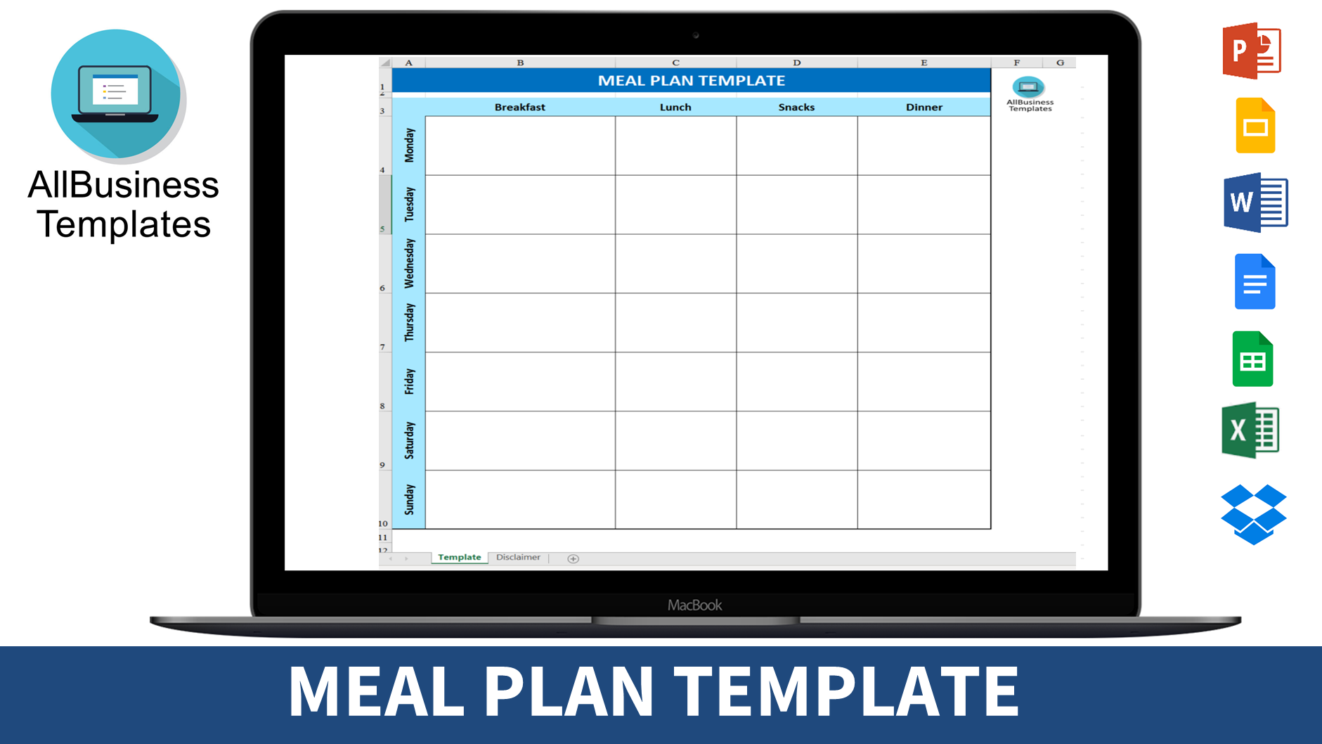 Printable Weekly Meal Calendar 模板
