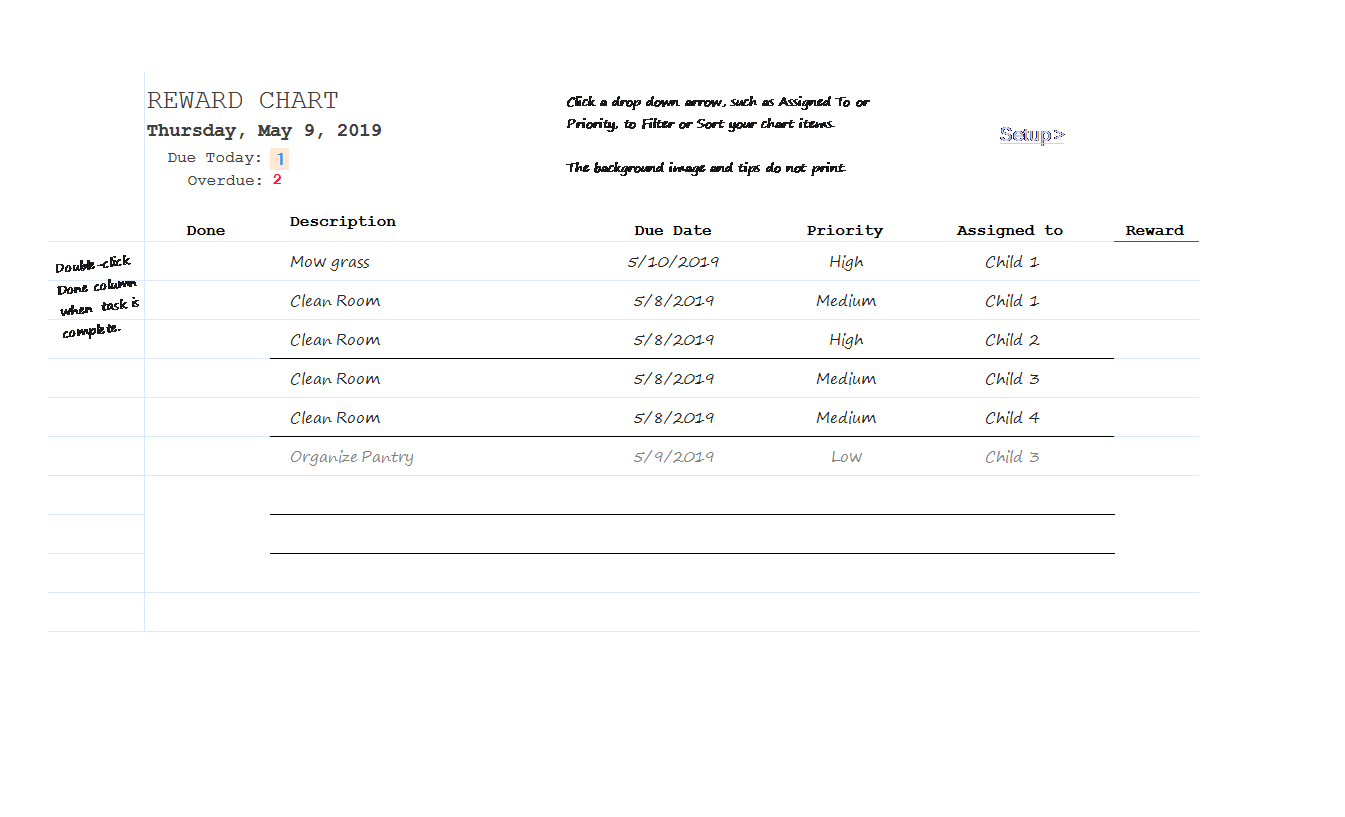 reward chart example voorbeeld afbeelding 