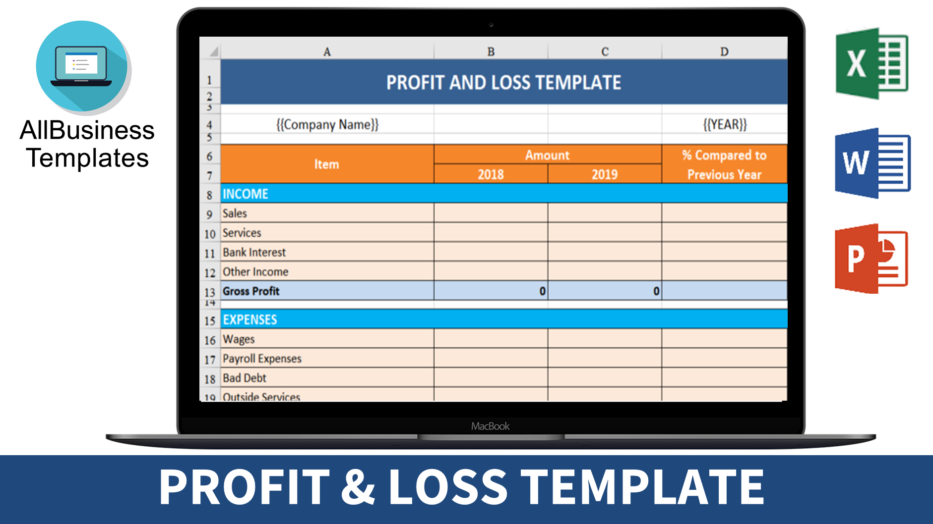 Profit and Loss statement template main image