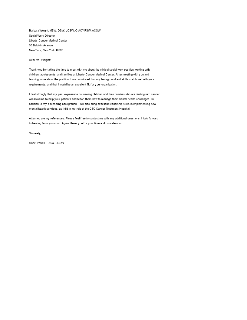 thank you letter after interview medical field template