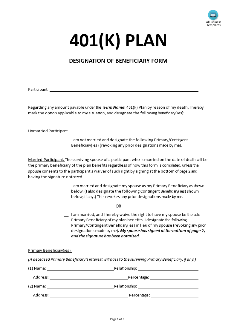 401k beneficiary rules death template