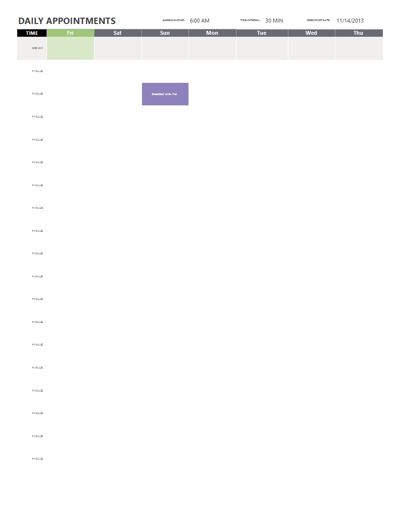 appointment schedule template worksheet voorbeeld afbeelding 
