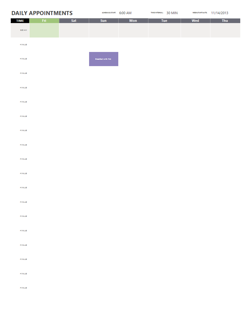 appointment schedule template worksheet modèles