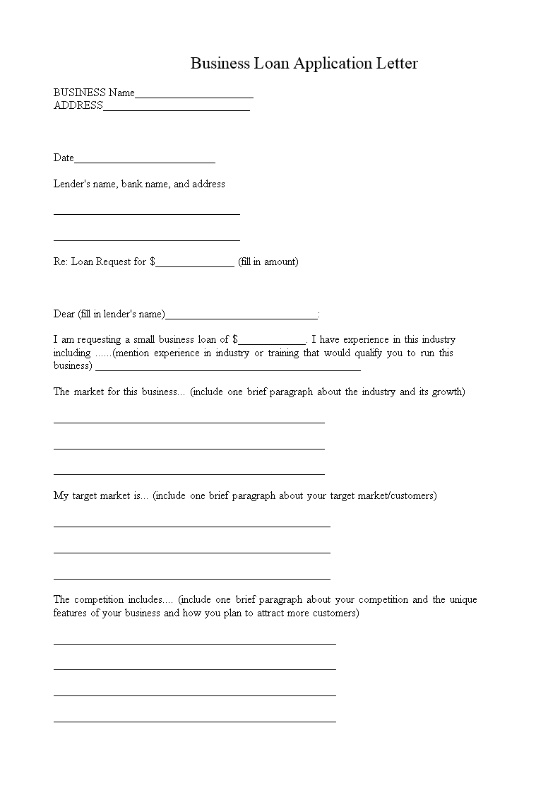 Kostenloses Formal Loan Application Letter Throughout Business Proposal Template For Bank Loan
