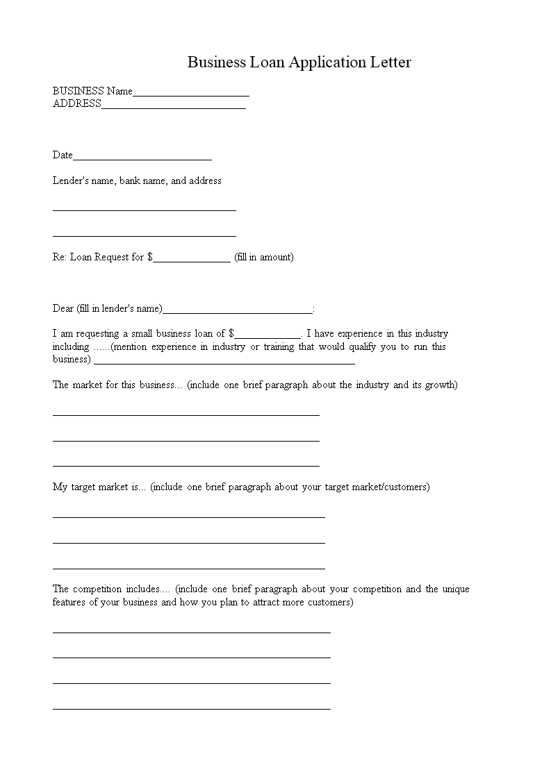 formal loan application letter Hauptschablonenbild