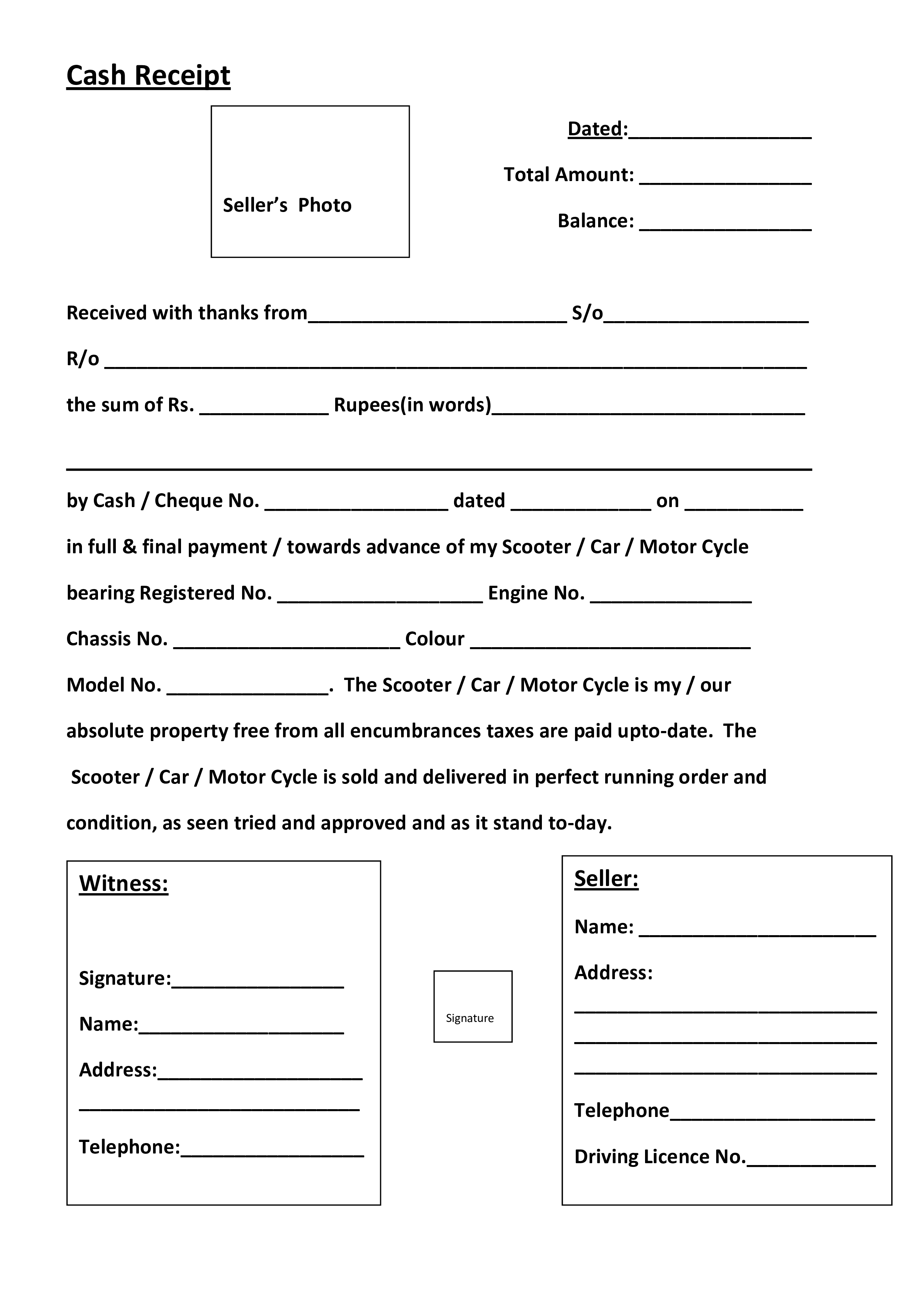 cash sales receipt Hauptschablonenbild