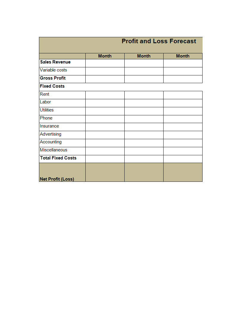 profit and loss sheet in excel Hauptschablonenbild