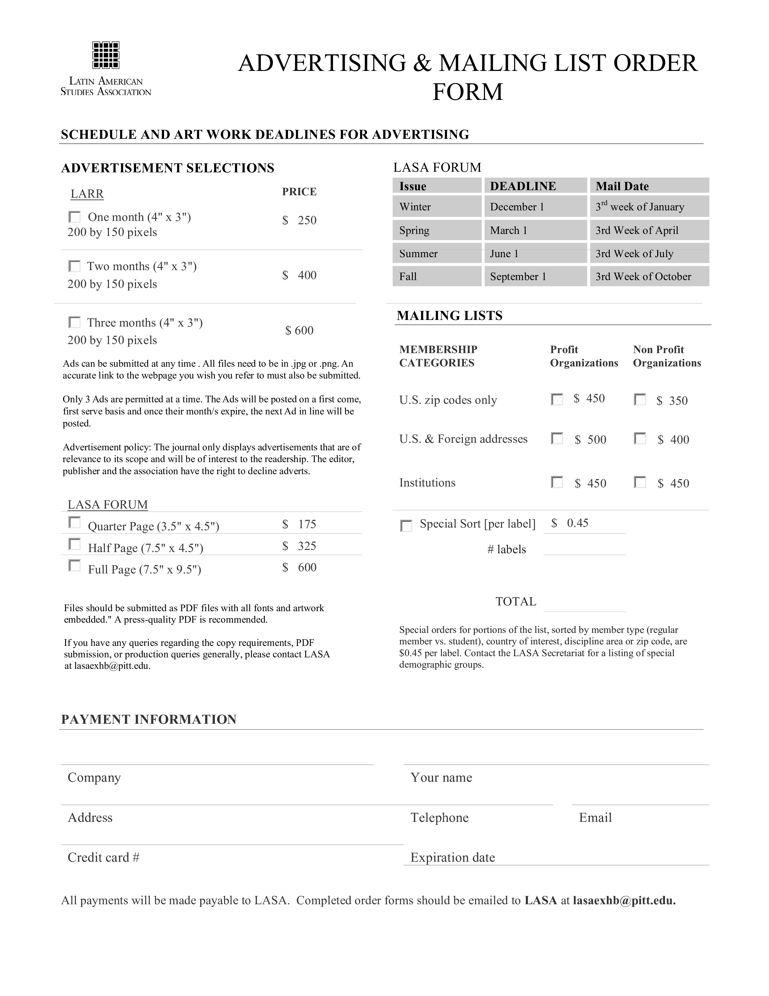 Advertising Order Form main image