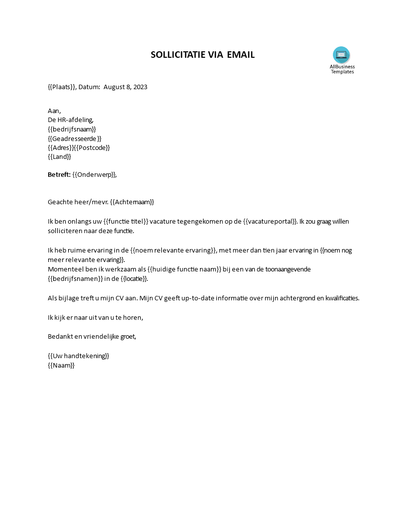 parttime sollicitatiebrief voor student plantilla imagen principal