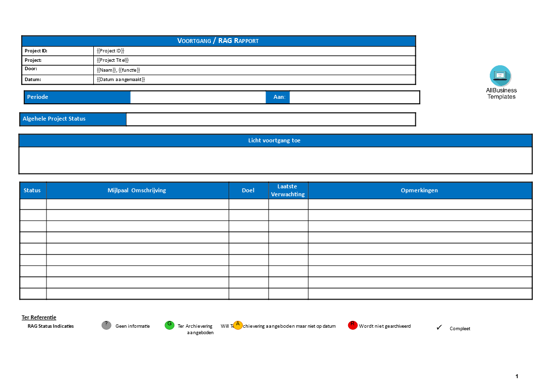 project voortgang rapportage plantilla imagen principal