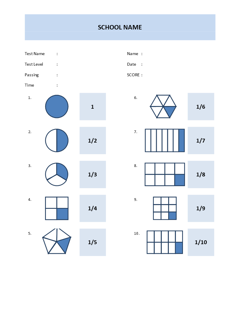 Math Quiz Template 2nd Grade 模板