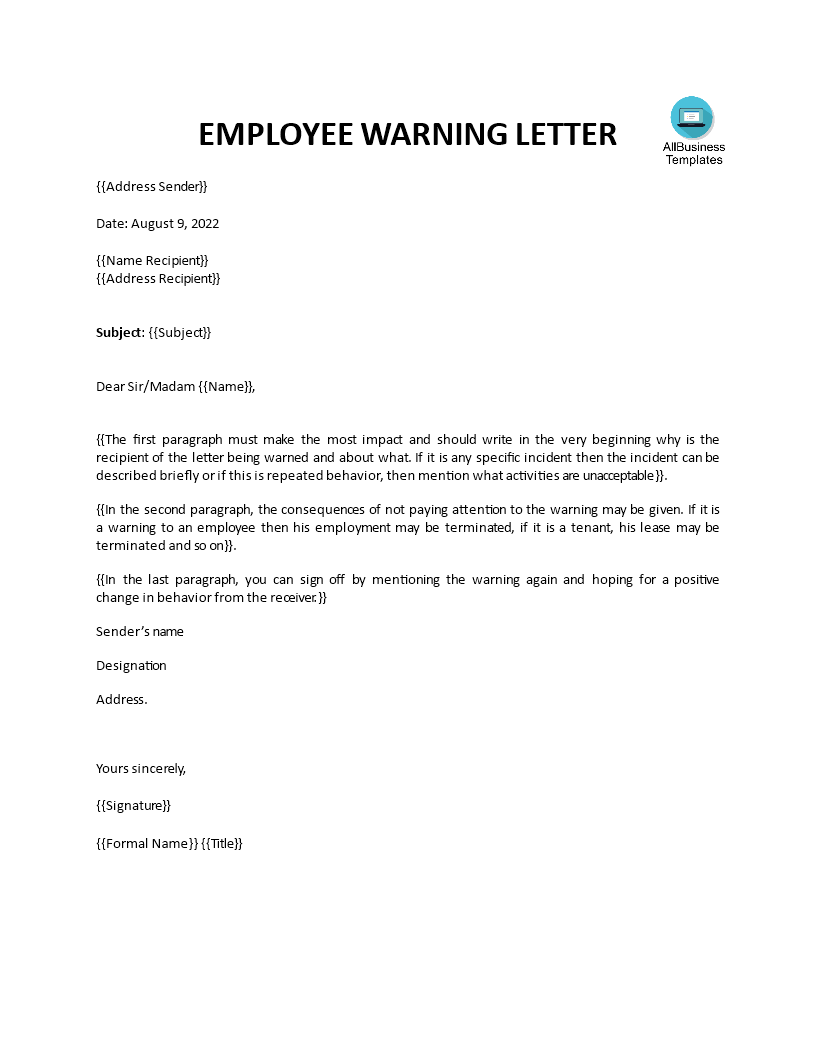 Employee Warning Letter Summary main image