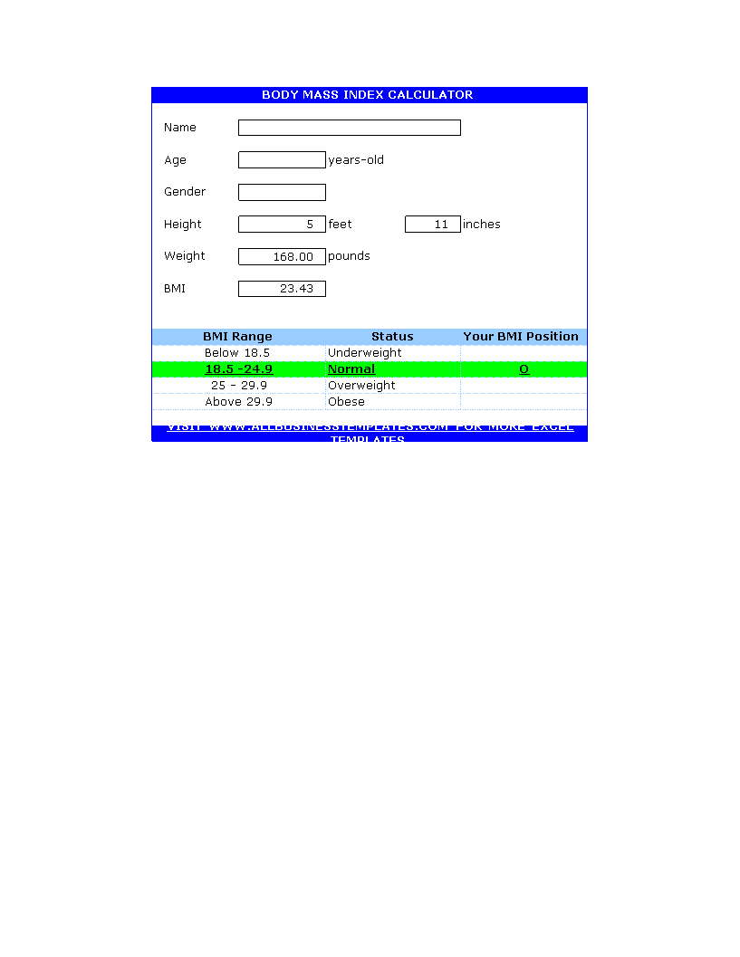 BMI Calculator 模板