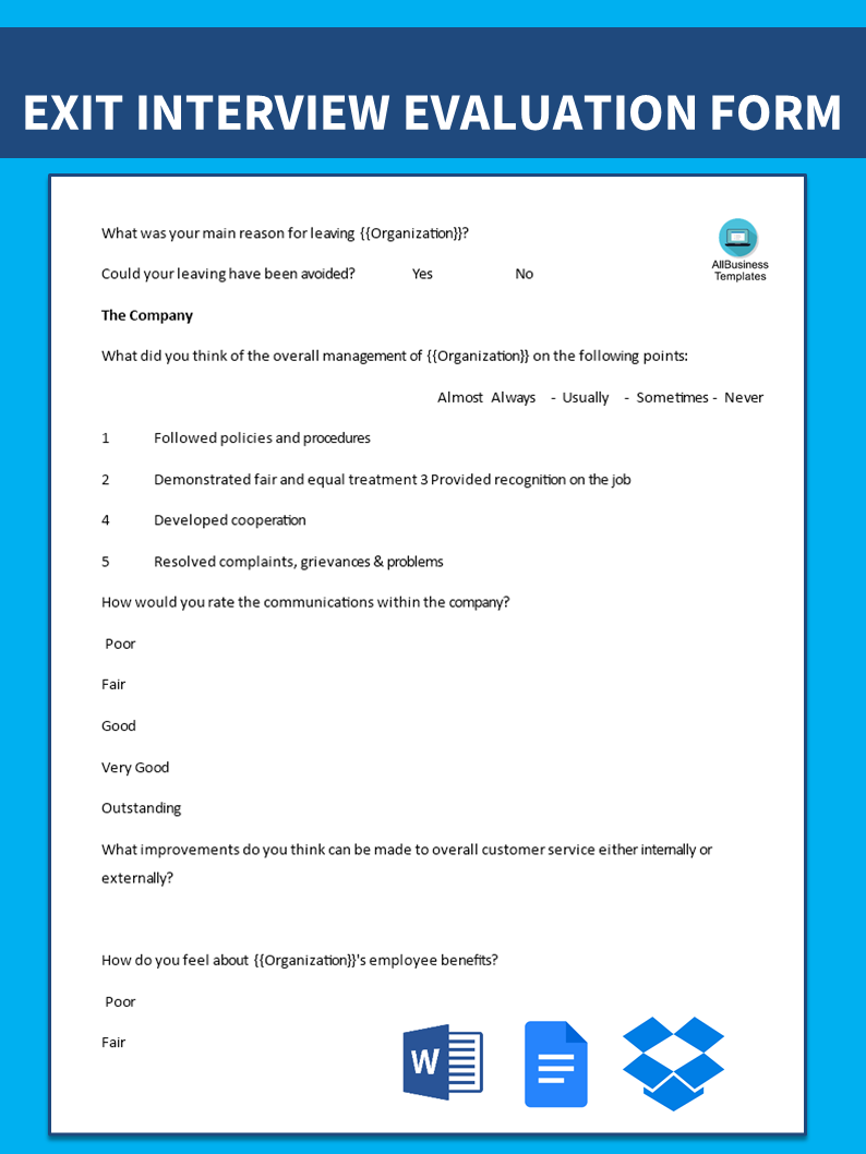 template exit interview voorbeeld afbeelding 