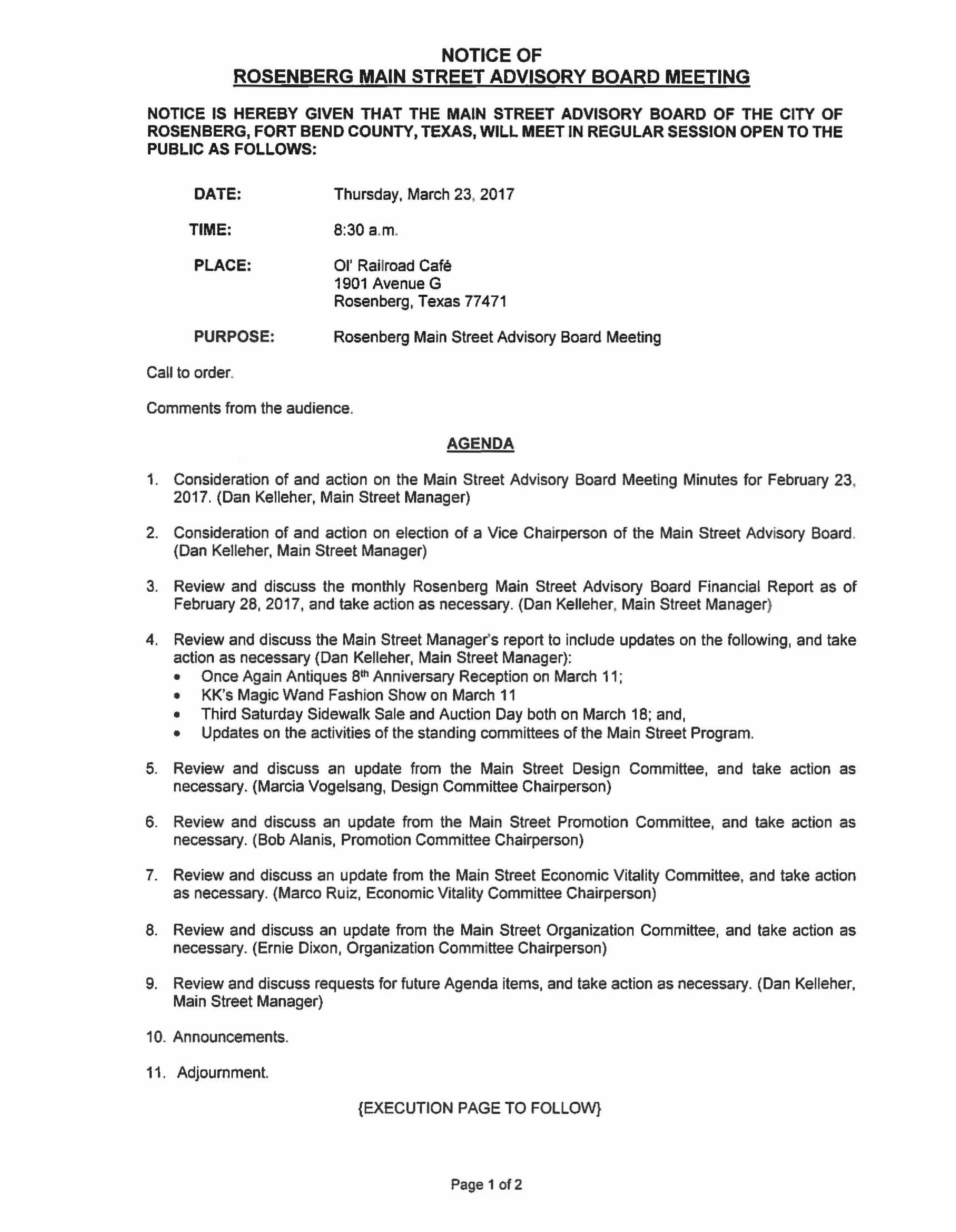 advisory board meeting agenda template