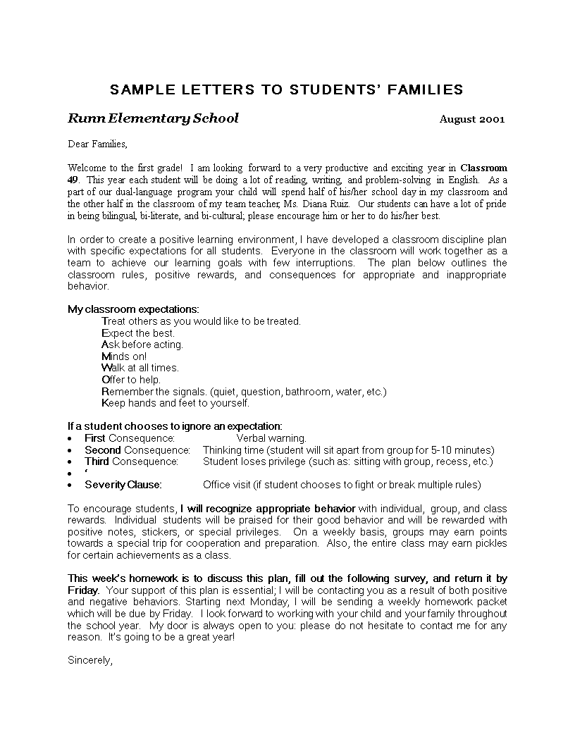 Teacher Thank You Letter To Parents  Templates at Throughout Letter To Parents Template From Teachers