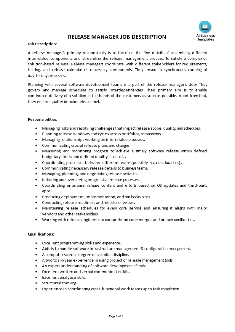 release manager job description plantilla imagen principal