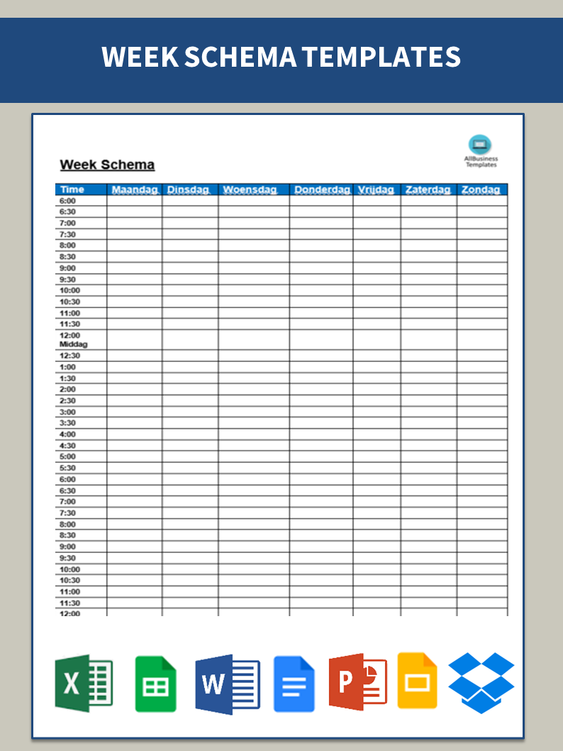 blanco week schema plantilla imagen principal