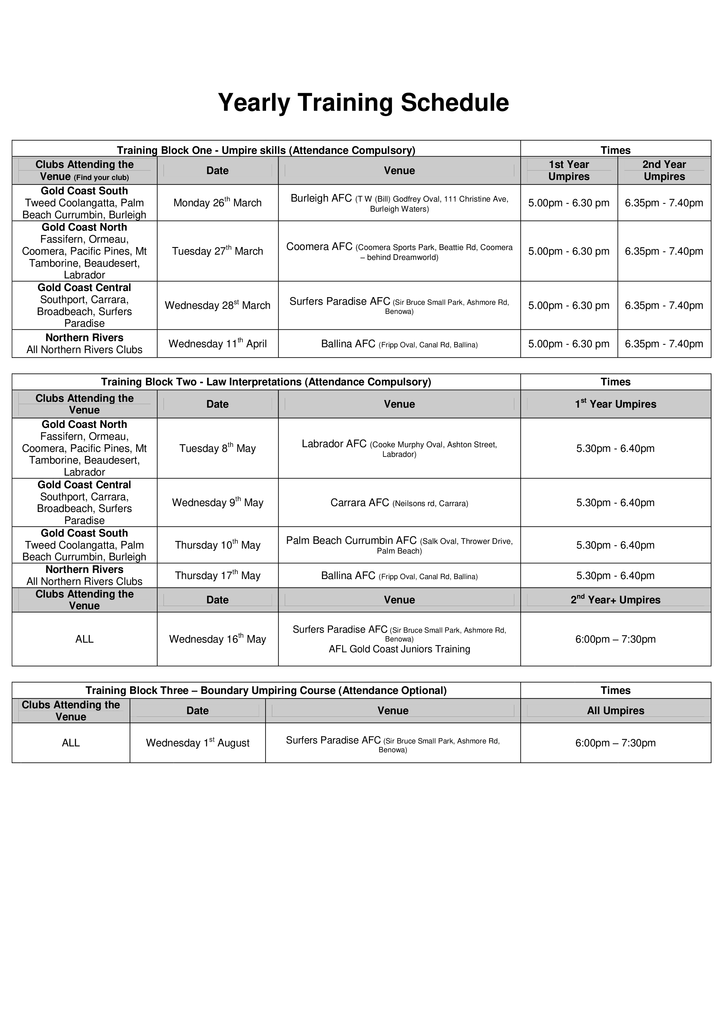 yearly schedule sample modèles