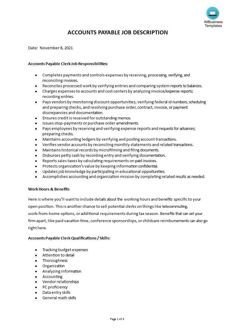 Accounts Payable job description main image