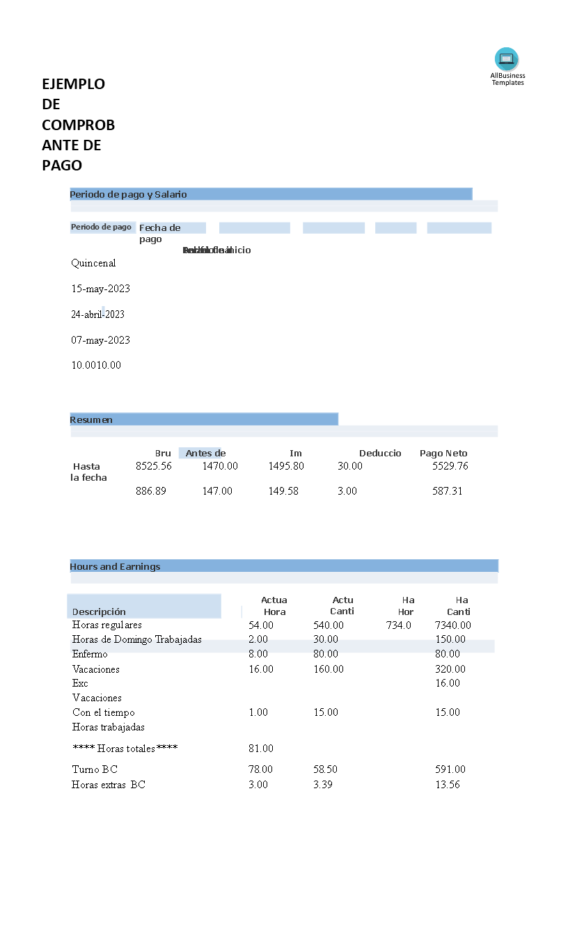 Ejemplo de Comprobante de Pago 模板