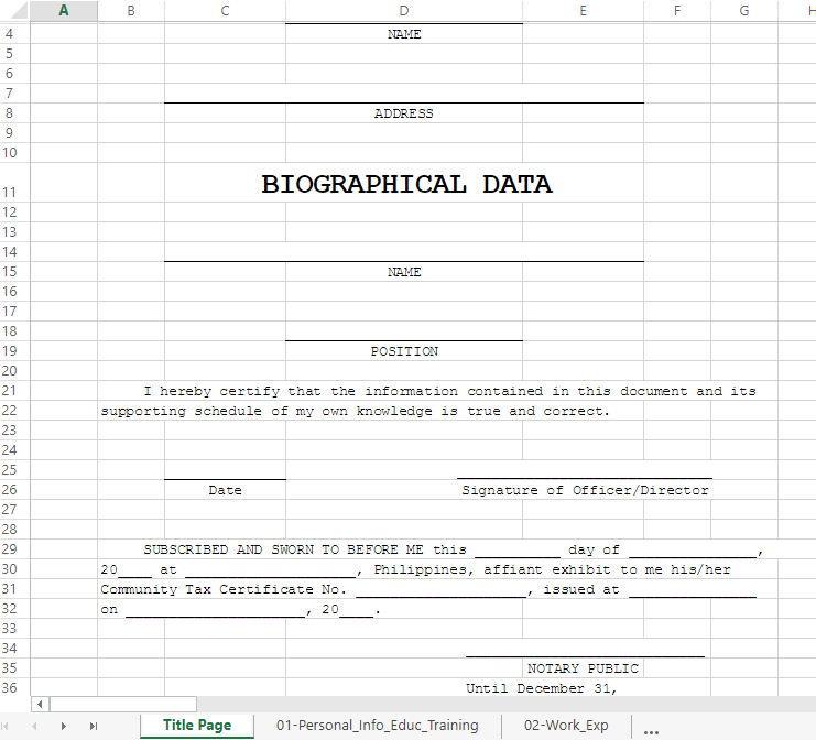 biodata extented excel template Hauptschablonenbild