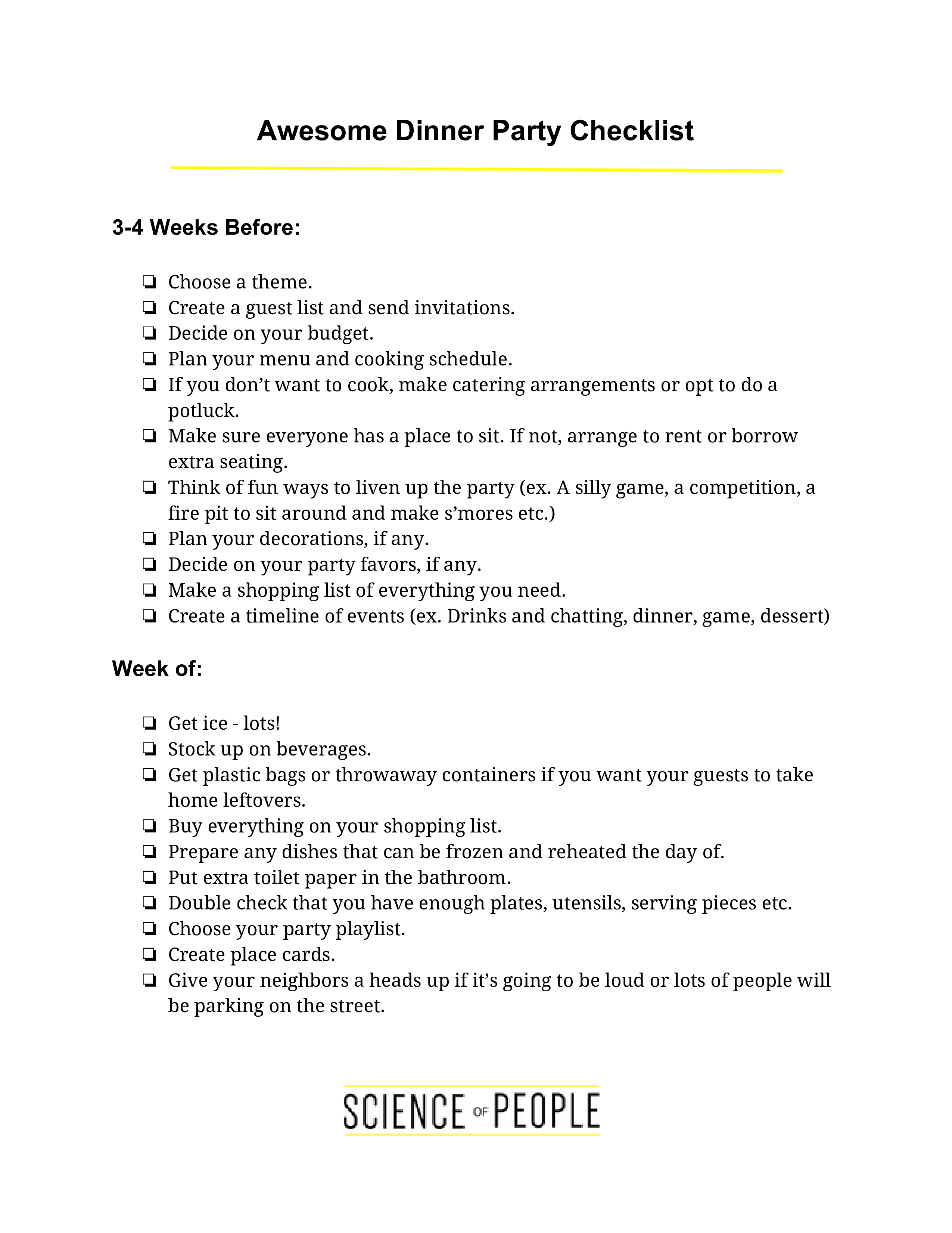 awesome dinner party checklist plantilla imagen principal