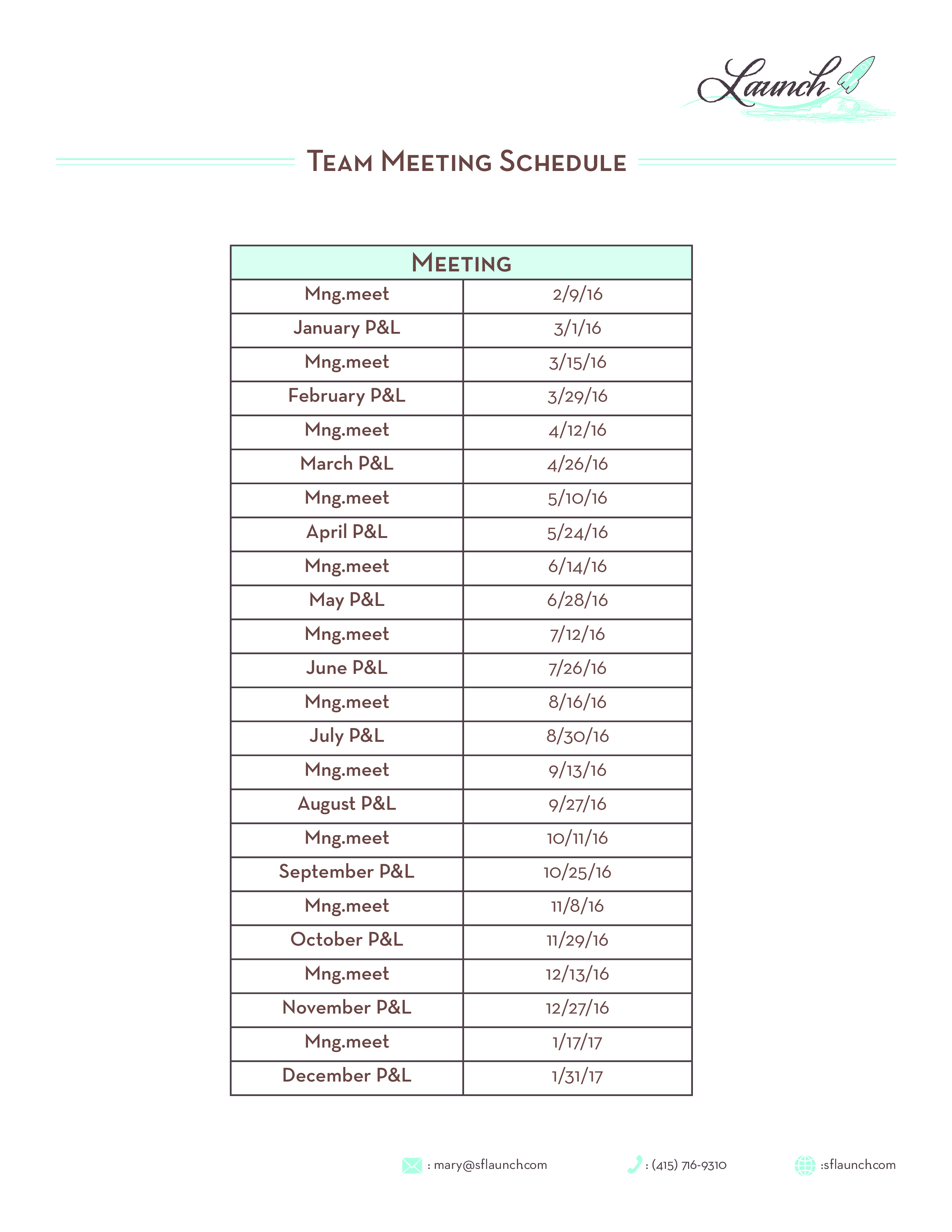 Team Meeting Schedule main image