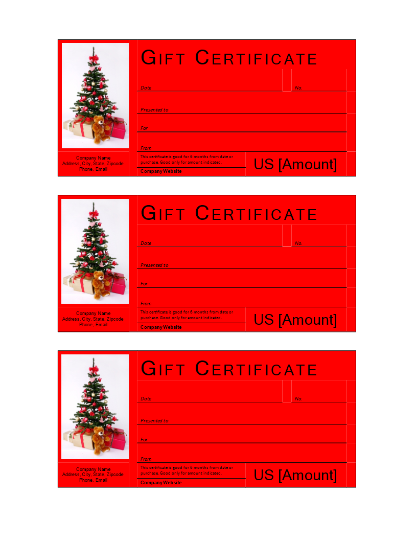 christmas gift certificate template voorbeeld afbeelding 