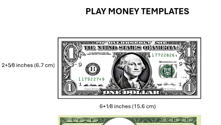 play money template Hauptschablonenbild
